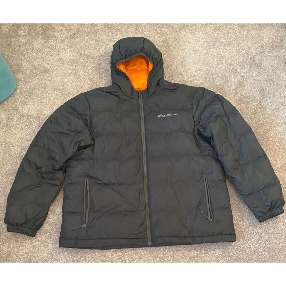 Eddie Bauer Hooded Puffer Jacket Polyester Down Fill Men's XL